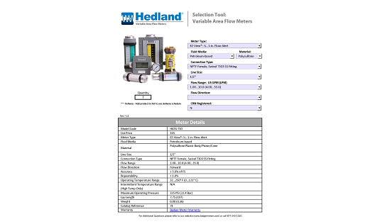 Hedland Selection & Pricing Tool